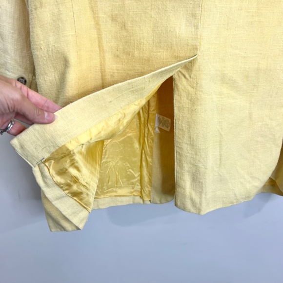 Vintage JAX Sport Vancouver 100% ramie butter yellow summer blazer jacket L - Picture 7 of 16